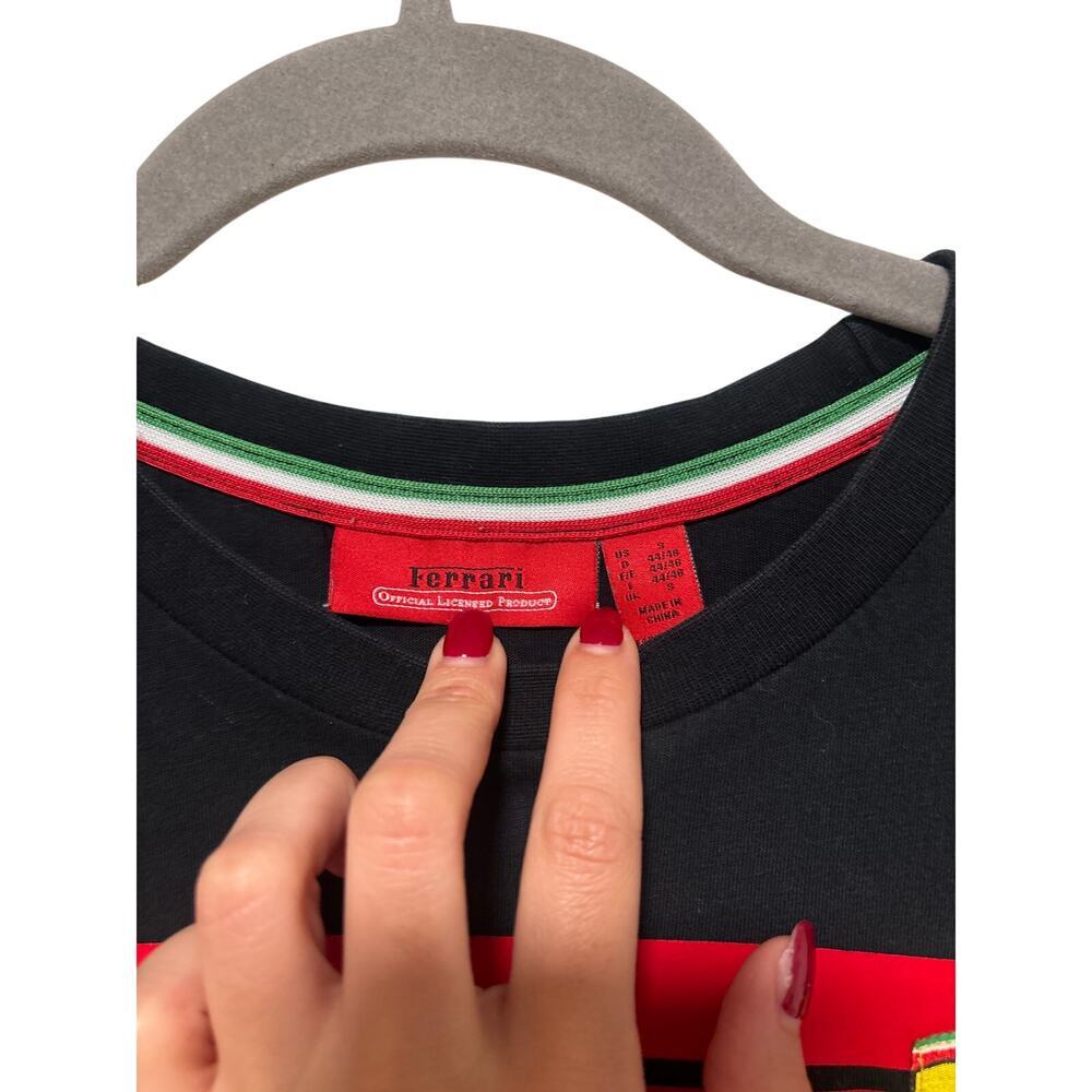 Ferrari Black Red Stripe Logo T-Shirt Small - Picture 3 of 7